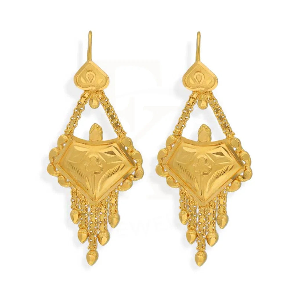 Gold Drop Earrings 22Kt - Fkjern22K2957