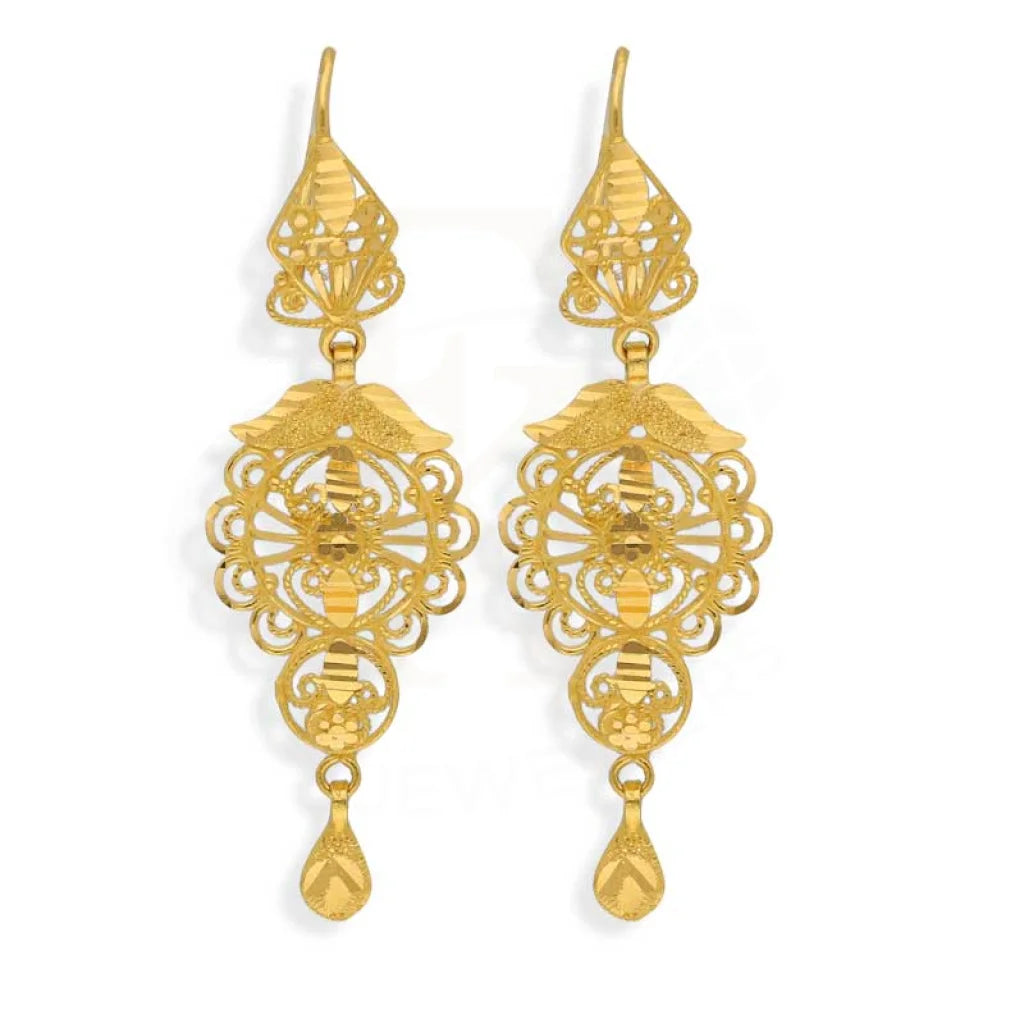 Gold Drop Earrings 22Kt - Fkjern22K2959