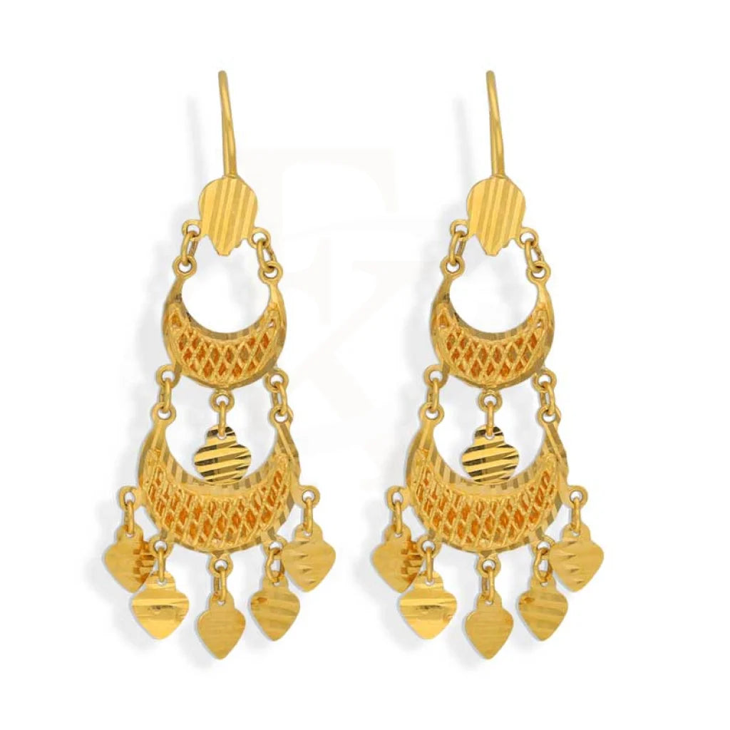 Gold Drop Earrings 22Kt - Fkjern22K2962