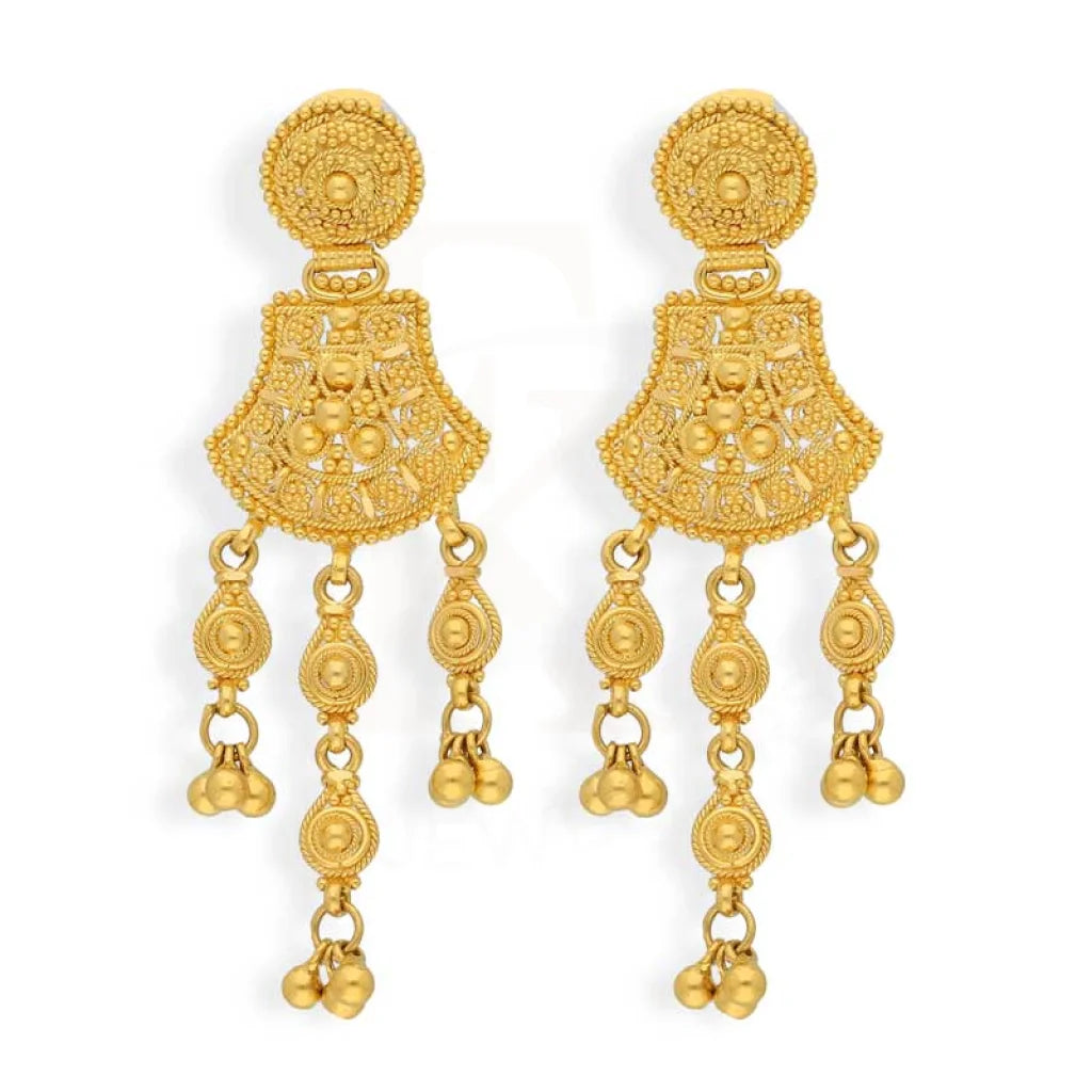 Gold Drop Earrings 22Kt - Fkjern22K2976