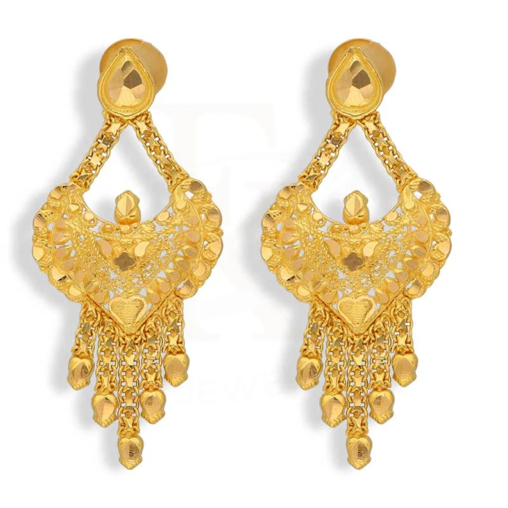 Gold Drop Earrings 22Kt - Fkjern22K2995