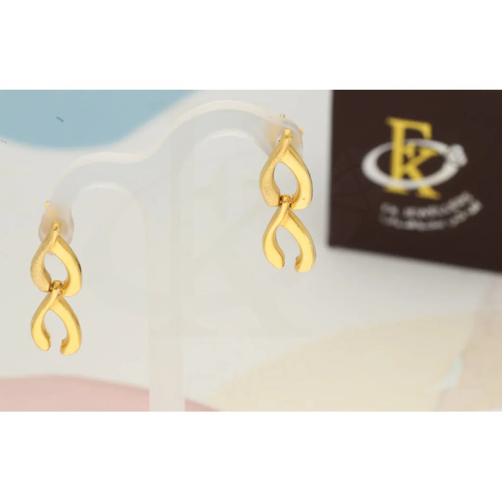 Gold Drop Earrings 22Kt - Fkjern22K3162