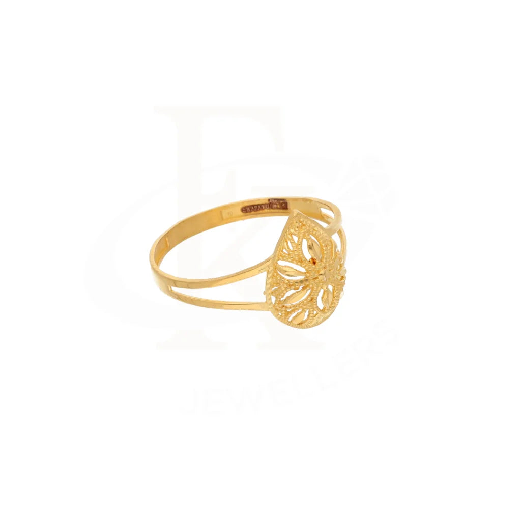 Gold Drop Floral Design Ring 21Kt - Fkjrn21Km8549 Rings