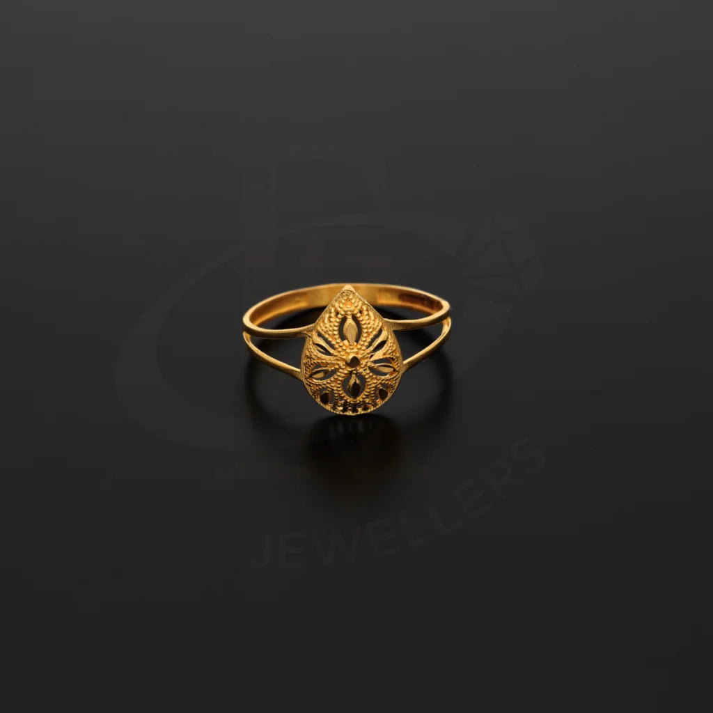 Gold Drop Floral Design Ring 21Kt - Fkjrn21Km8549 Rings