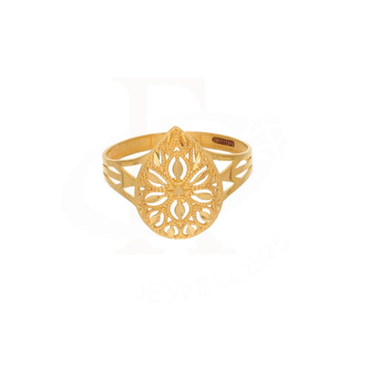 Gold Drop Floral Design Ring 21Kt - Fkjrn21Km8551 Rings