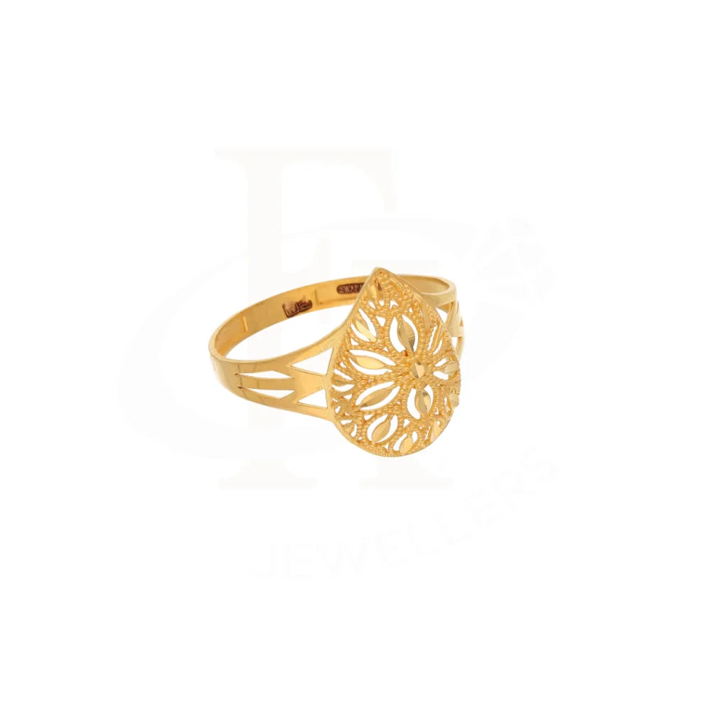 Gold Drop Floral Design Ring 21Kt - Fkjrn21Km8551 Rings
