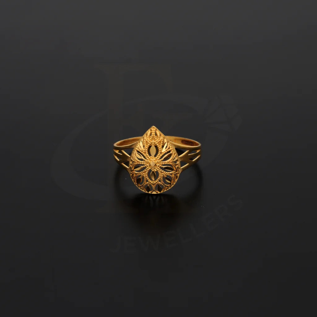 Gold Drop Floral Design Ring 21Kt - Fkjrn21Km8551 Rings