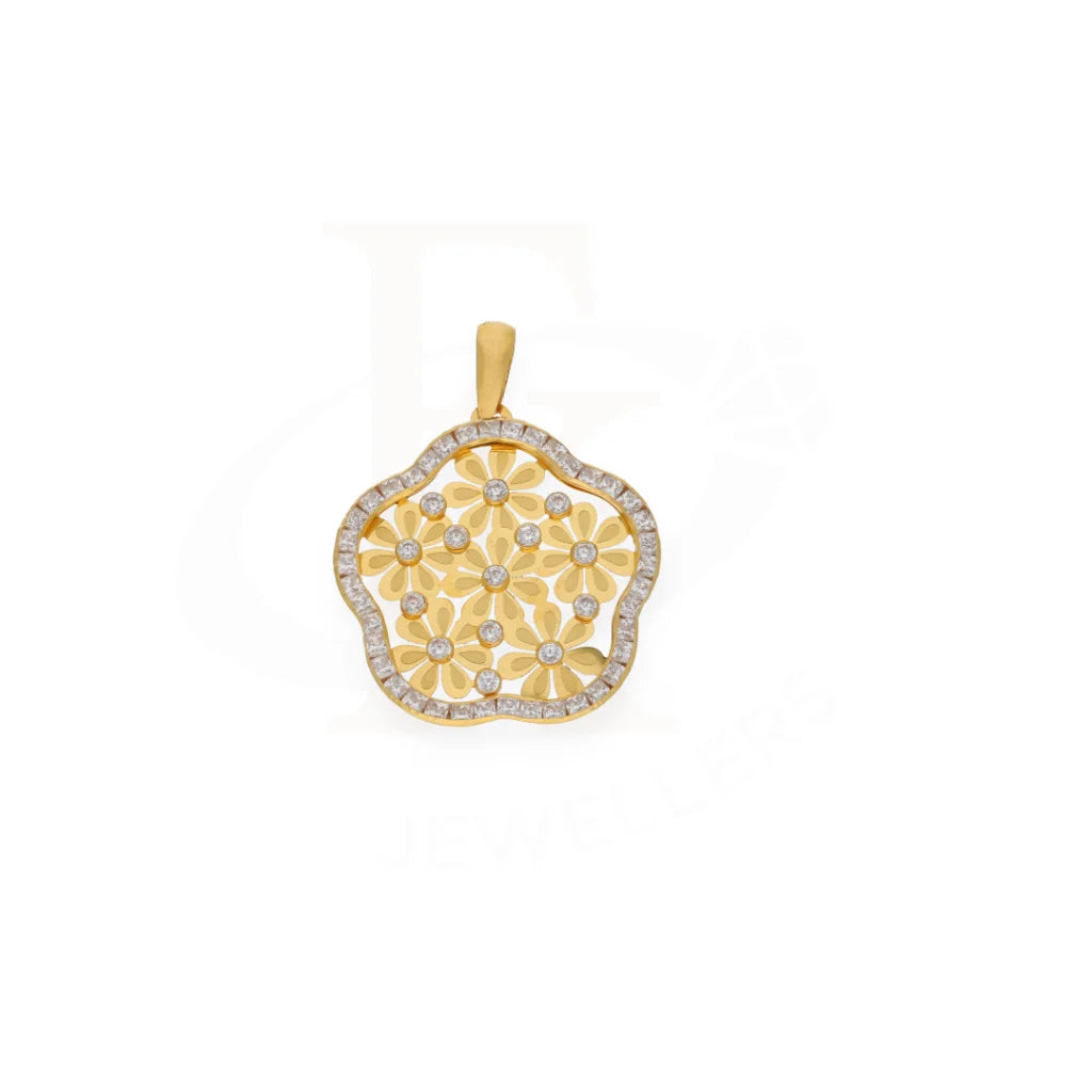 Dual Tone Gold Flower Pendant 21 Kt - Fkjpnd21K7552 Pendants