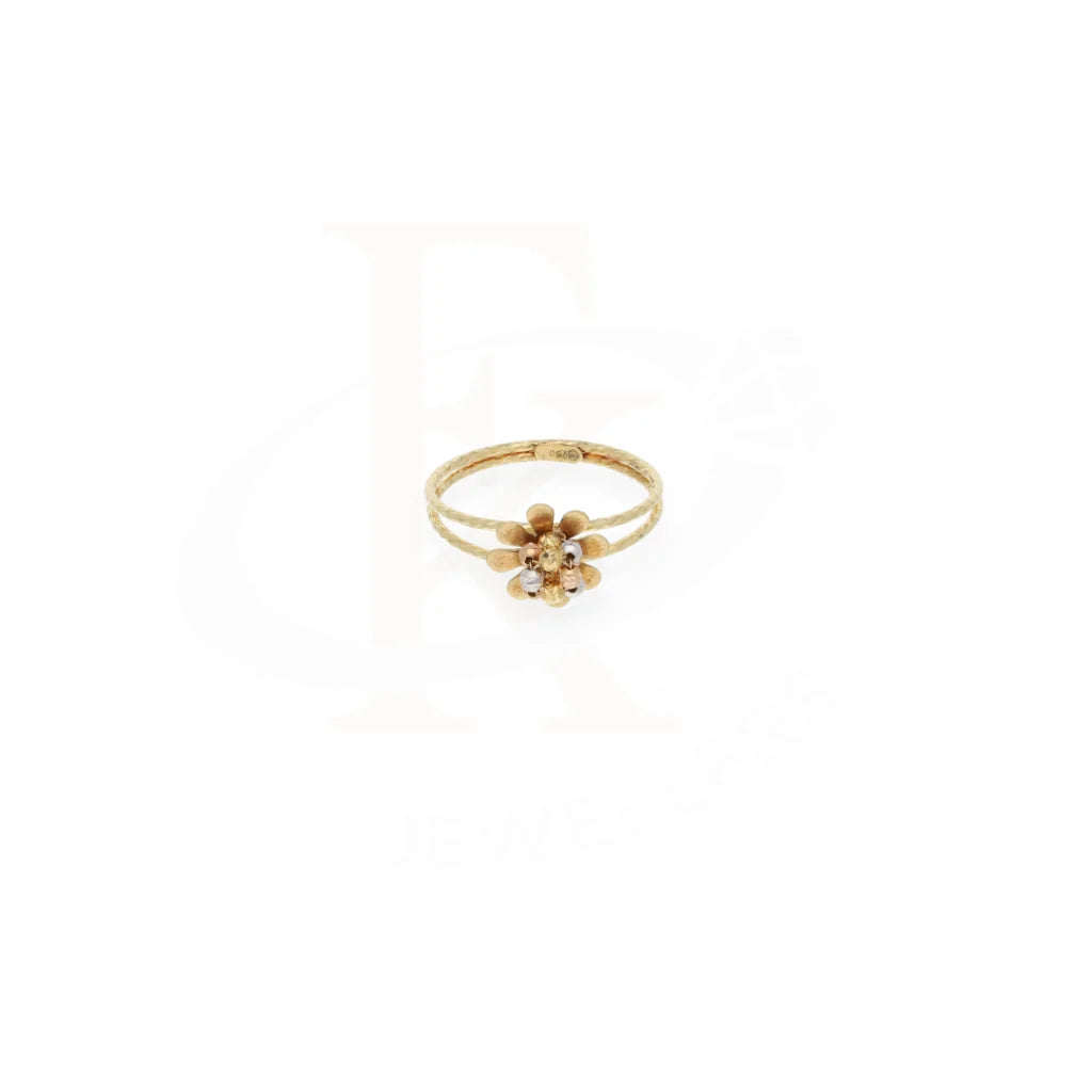 Gold Flower Dual Tone Shaped Ring 18Kt - Fkjrn18K7910 Rings