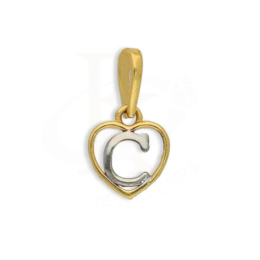 Gold Dual Tone Heart Shaped Alphabet Pendant 22Kt - Fkjpnd22K2736 C / 0.670 Grams Pendants