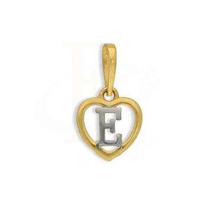 Gold Dual Tone Heart Shaped Alphabet Pendant 22Kt - Fkjpnd22K2736 E / 0.720 Grams Pendants