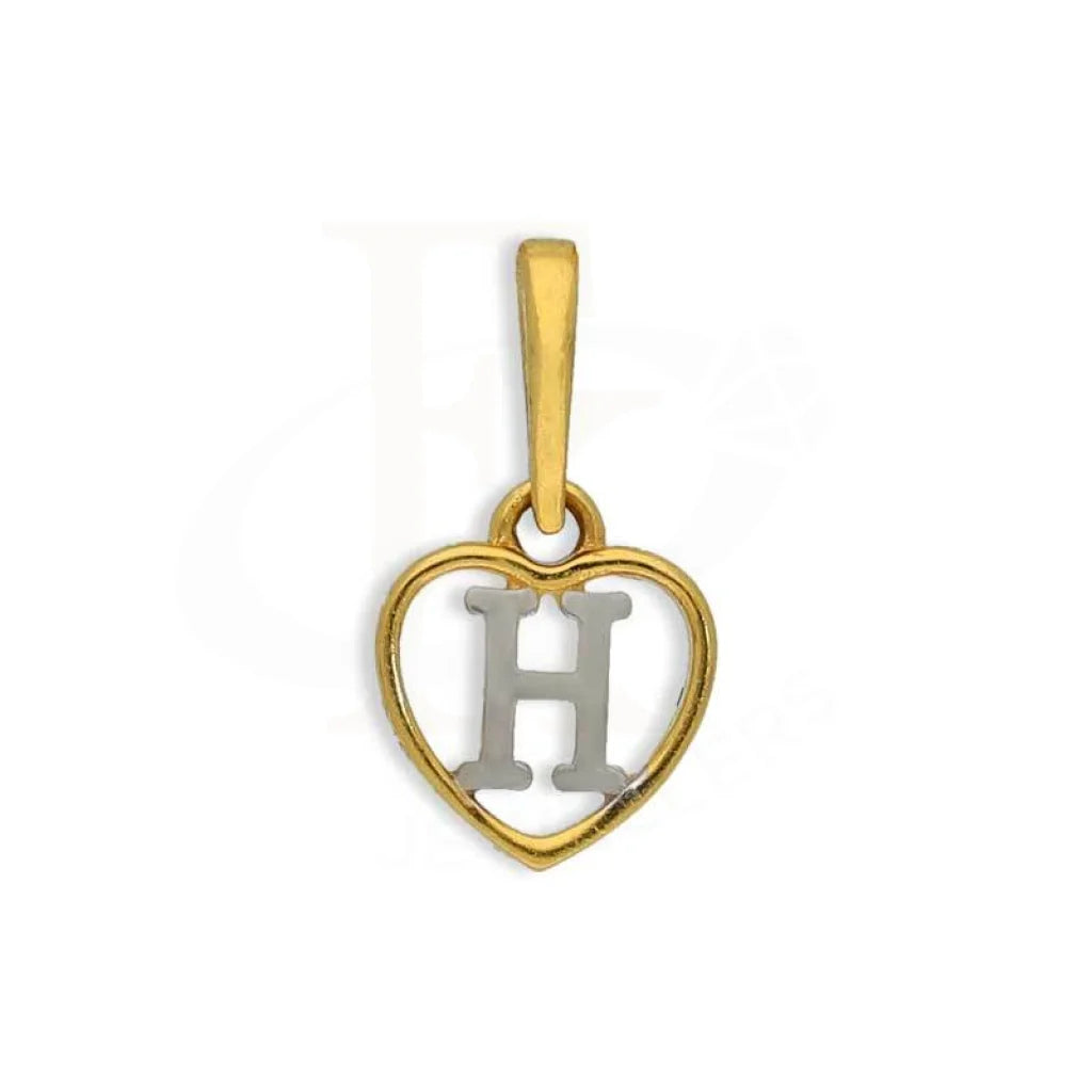 Gold Dual Tone Heart Shaped Alphabet Pendant 22Kt - Fkjpnd22K2736 H / 0.680 Grams Pendants