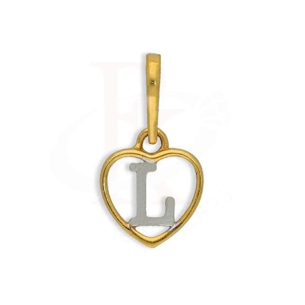 Gold Dual Tone Heart Shaped Alphabet Pendant 22Kt - Fkjpnd22K2736 L / 0.620 Grams Pendants