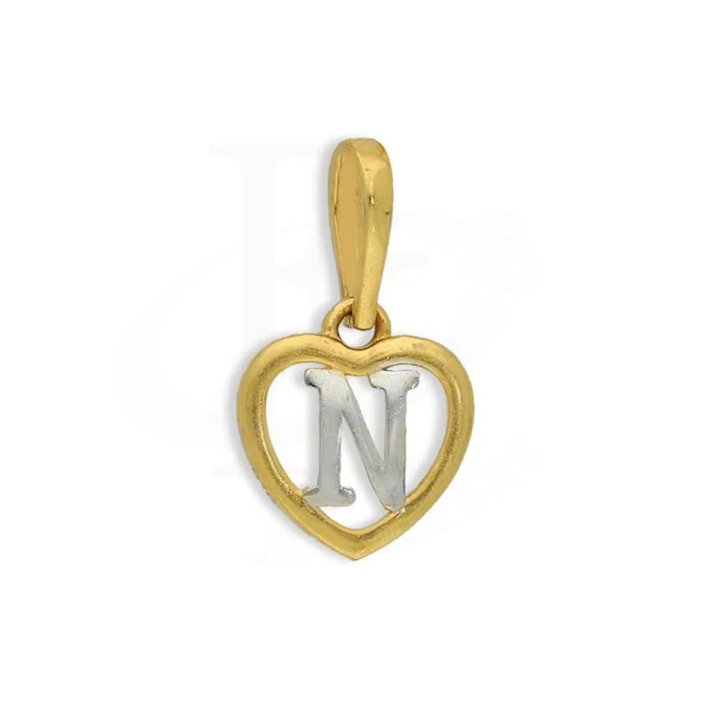 Gold Dual Tone Heart Shaped Alphabet Pendant 22Kt - Fkjpnd22K2736 N / 0.760 Grams Pendants