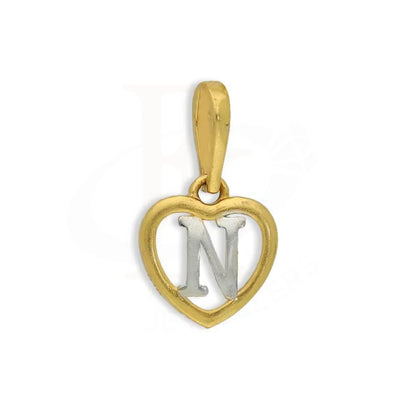 Gold Dual Tone Heart Shaped Alphabet Pendant 22Kt - Fkjpnd22K2736 N / 0.760 Grams Pendants