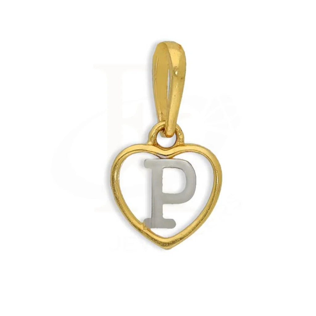 Gold Dual Tone Heart Shaped Alphabet Pendant 22Kt - Fkjpnd22K2736 P / 0.670 Grams Pendants