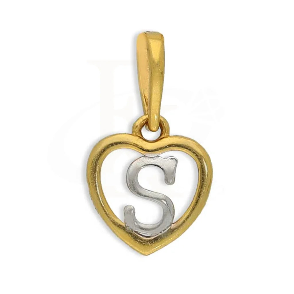 Gold Dual Tone Heart Shaped Alphabet Pendant 22Kt - Fkjpnd22K2736 S / 0.690 Grams Pendants