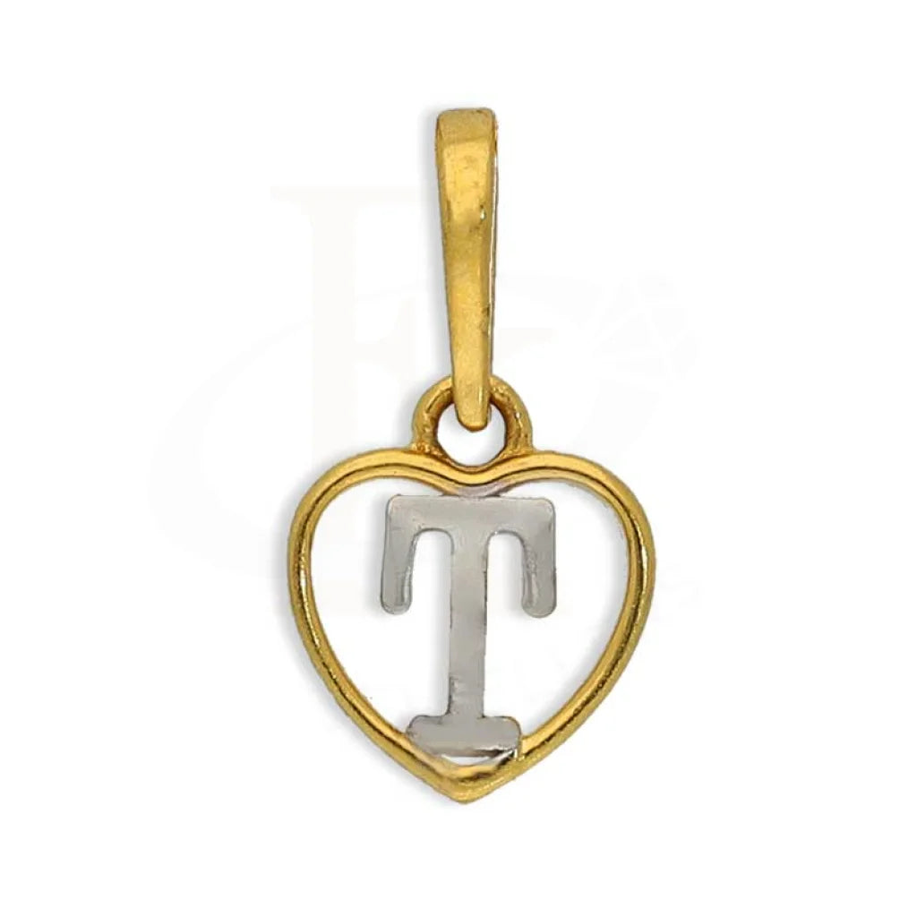 Gold Dual Tone Heart Shaped Alphabet Pendant 22Kt - Fkjpnd22K2736 T / 0.690 Grams Pendants