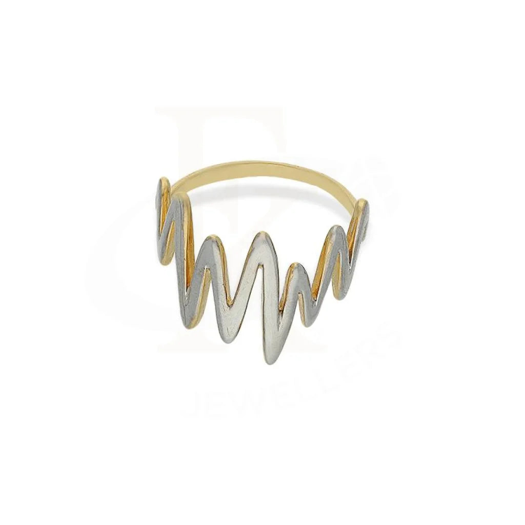 Gold Dual Tone Heartbeat Shaped Ring 18Kt - Fkjrn18K2567 Rings