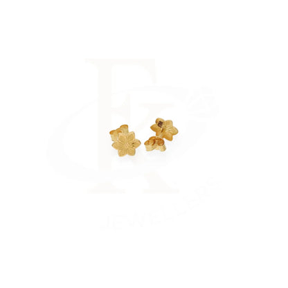 Gold Ethnic Flower Earrings 18Kt - Fkjern18K8232