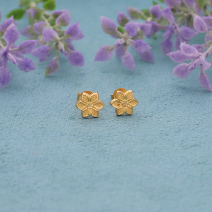 Gold Ethnic Flower Earrings 18Kt - Fkjern18K8232