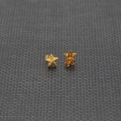 Gold Ethnic Star Earrings 18Kt - Fkjern18K8230