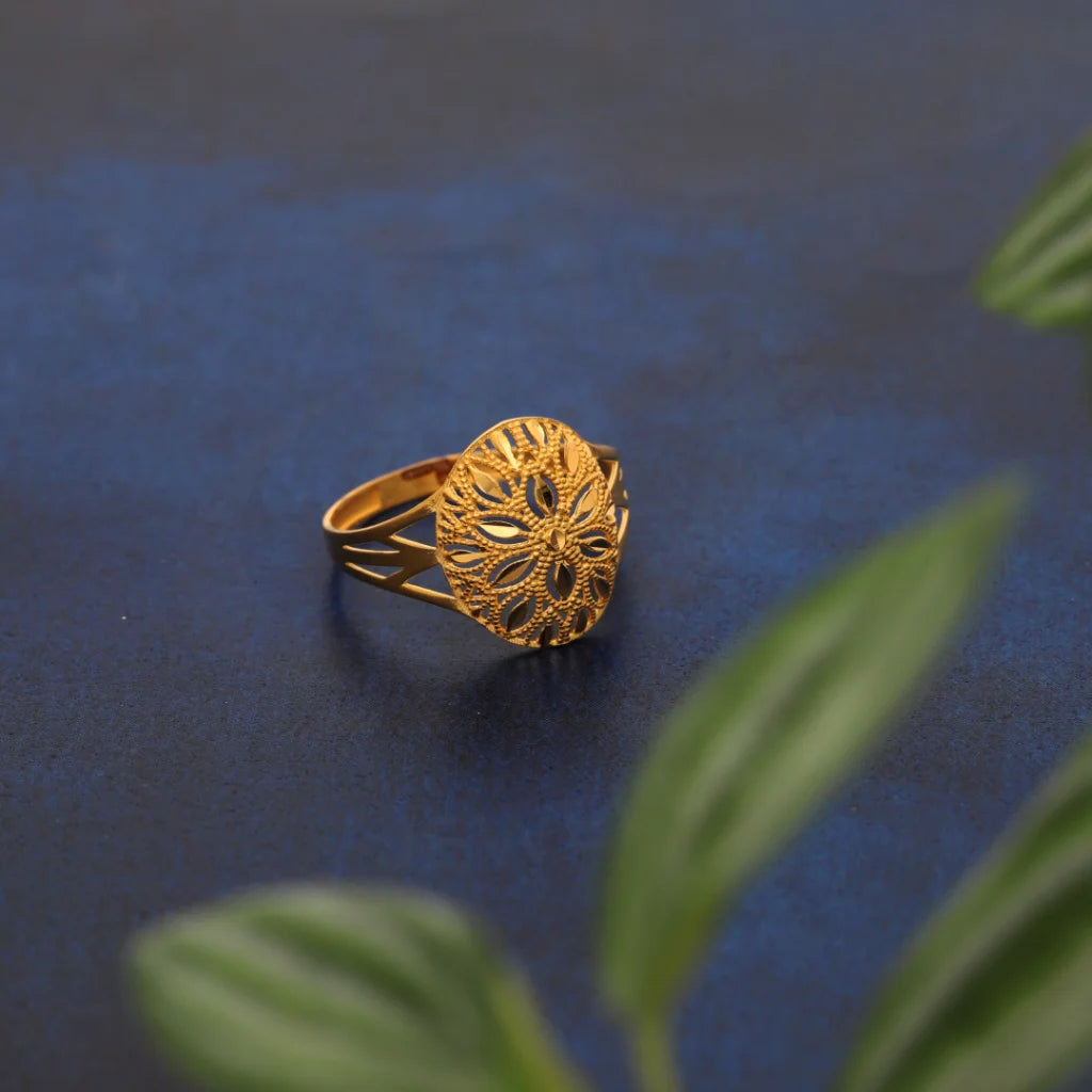 Gold Flora Design Ring 21Kt - Fkjrn21Km8545 Rings