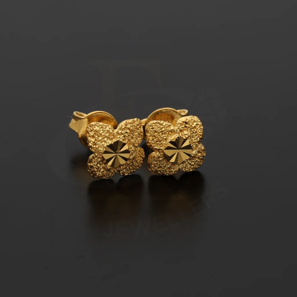 Gold Floral Pattern Shaped Earring 21Kt - Fkjern21Km8470 Earrings