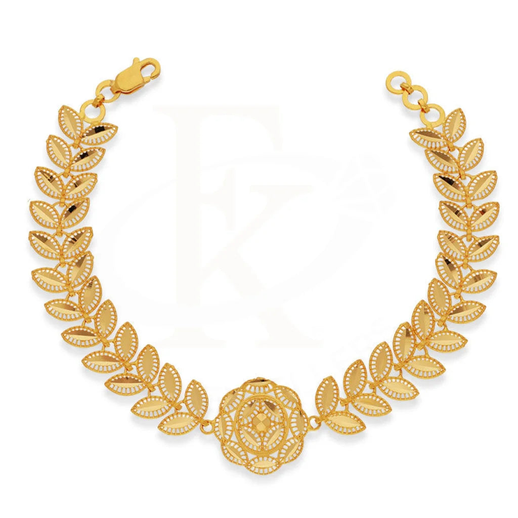 Gold Flower And Leaf Bracelet 21Kt - Fkjbrl21Km5164 Bracelets