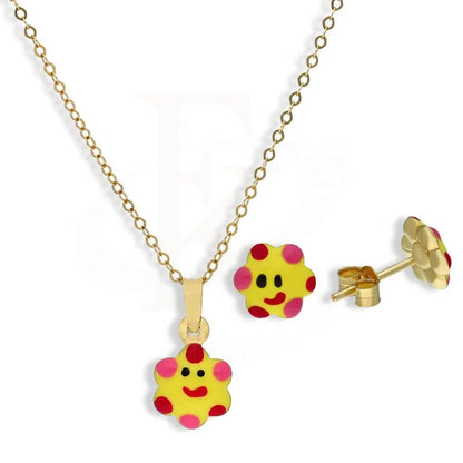 Gold Flower Baby Pendant Set (Necklace And Earrings) 18Kt - Fkjnklst18K2432 Sets