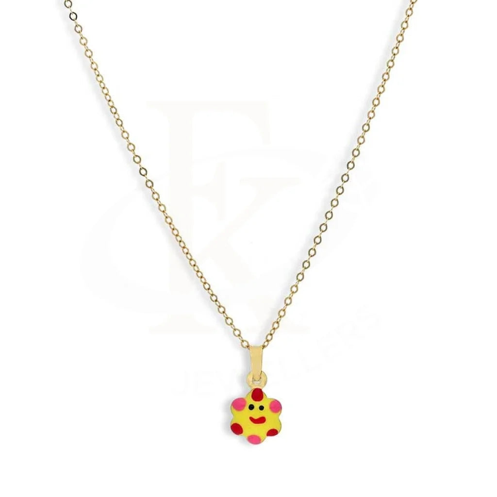 Gold Flower Baby Pendant Set (Necklace And Earrings) 18Kt - Fkjnklst18K2432 Sets