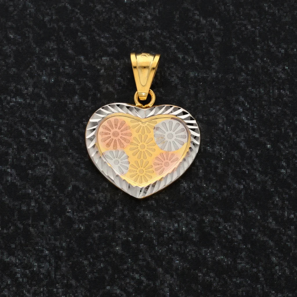 Gold Flower Design In Heart Shaped Pendant 21Kt - Fkjpnd21Km8527 Pendants