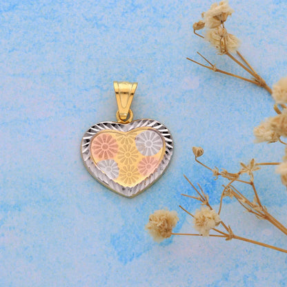 Gold Flower Design In Heart Shaped Pendant 21Kt - Fkjpnd21Km8527 Pendants