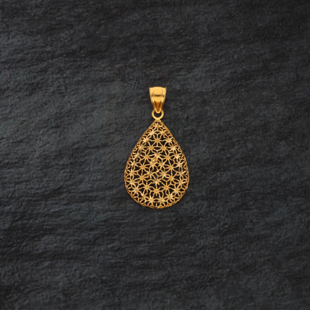 Gold Flower Drop Design Pendant 21Kt - Fkjpnd21Km8376 Pendants