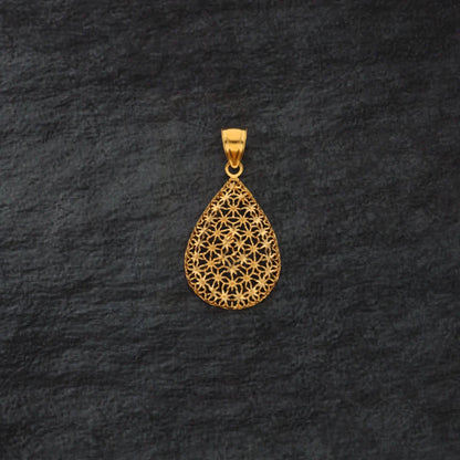 Gold Flower Drop Design Pendant 21Kt - Fkjpnd21Km8376 Pendants