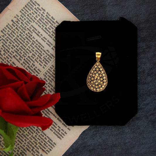 Gold Flower Drop Design Pendant 21Kt - Fkjpnd21Km8376 Pendants