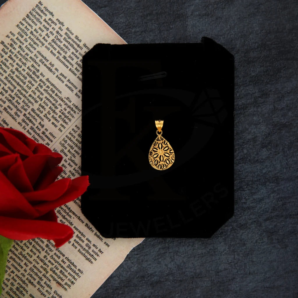 Gold Flower Drop Design Pendant 21Kt - Fkjpnd21Km8387 Pendants