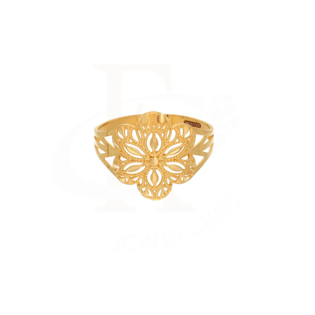 Gold Flower Floral Design Ring 21Kt - Fkjrn21Km8552 Rings