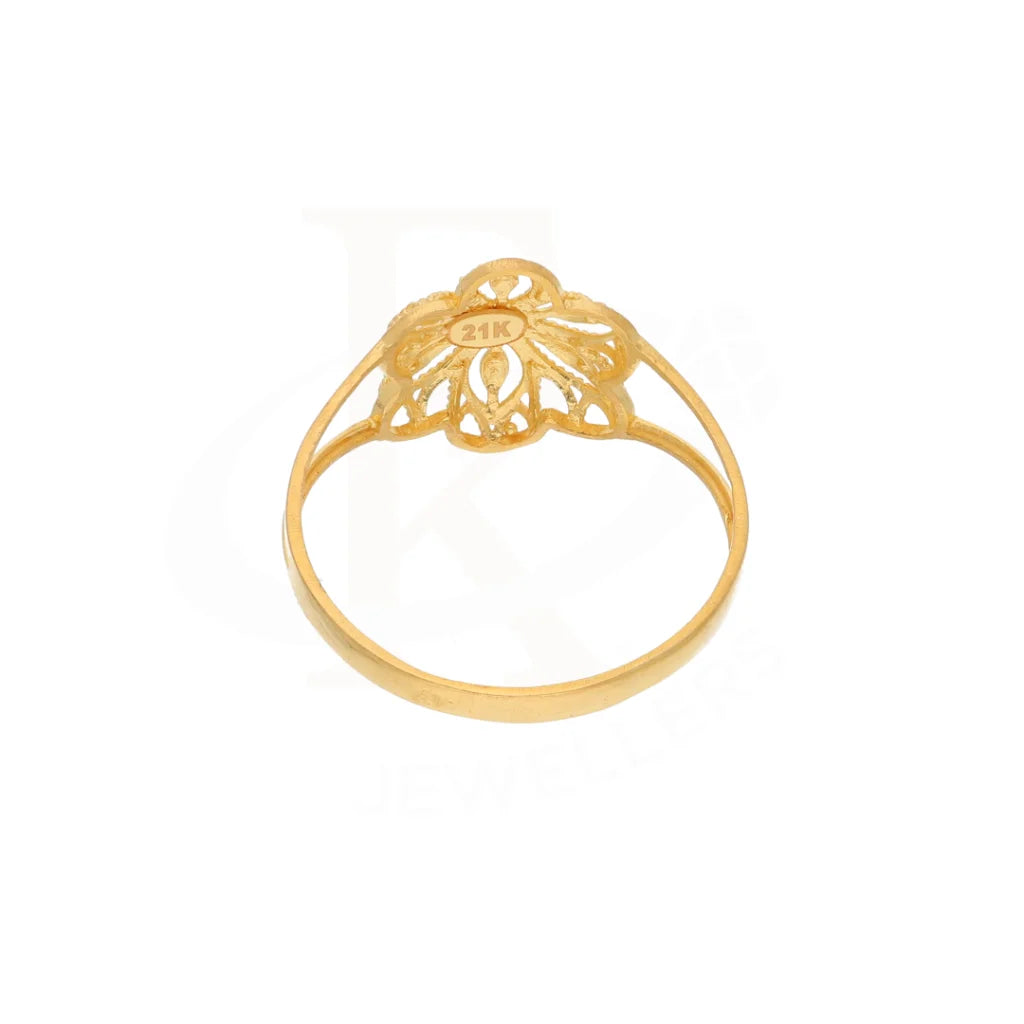 Gold Flower Floral Design Ring 21Kt - Fkjrn21Km8556 Rings