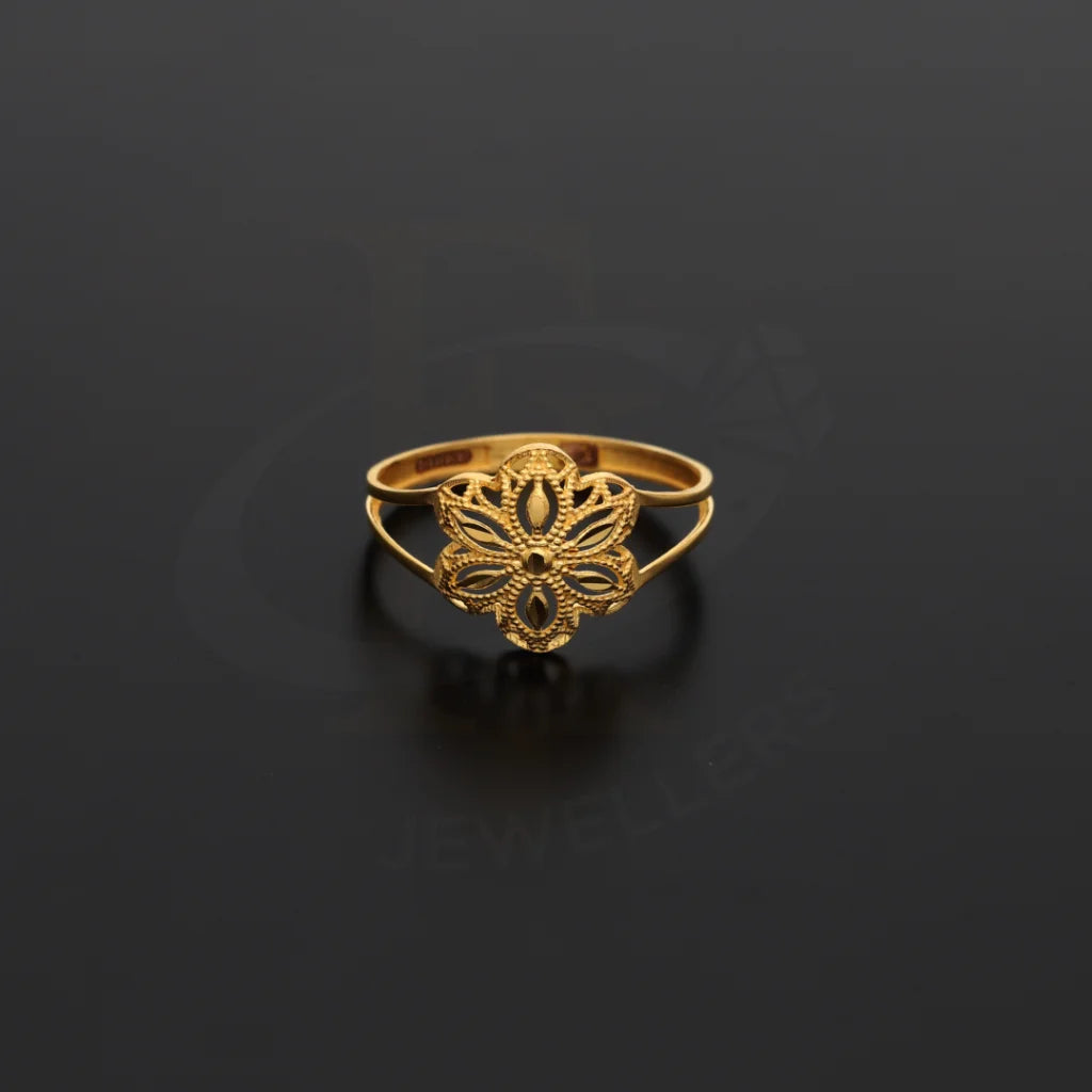 Gold Flower Floral Design Ring 21Kt - Fkjrn21Km8556 Rings