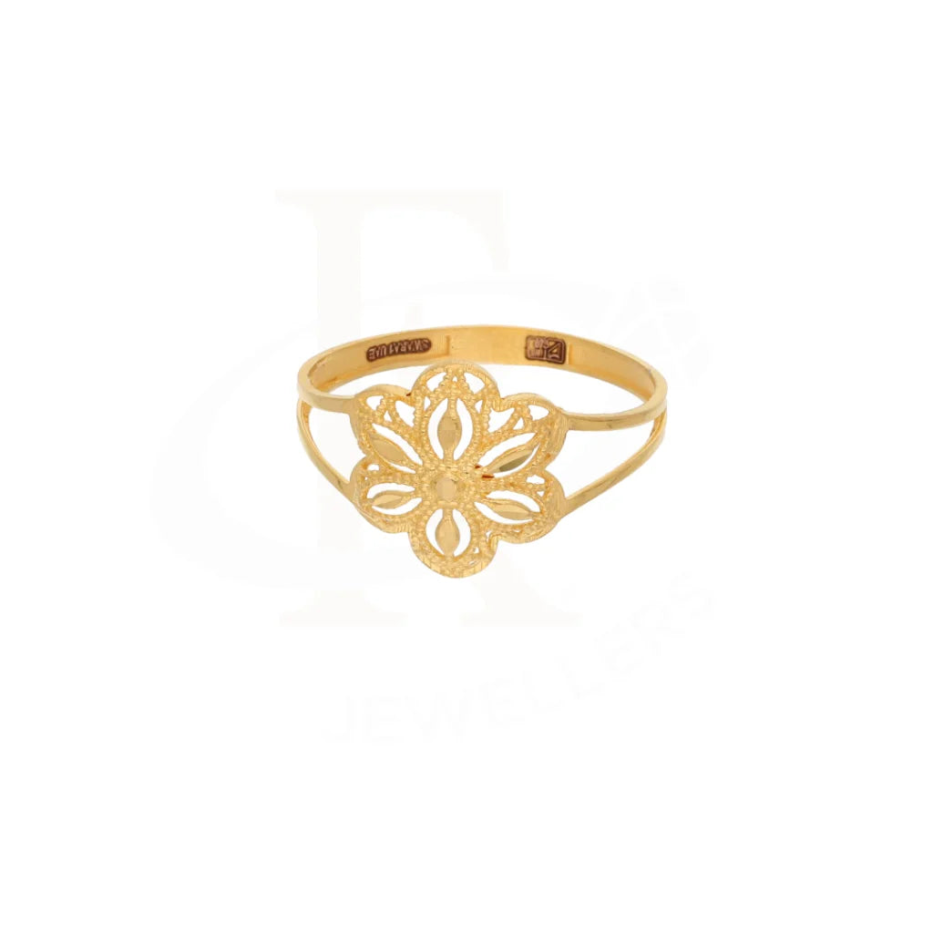 Gold Flower Floral Design Ring 21Kt - Fkjrn21Km8556 Rings