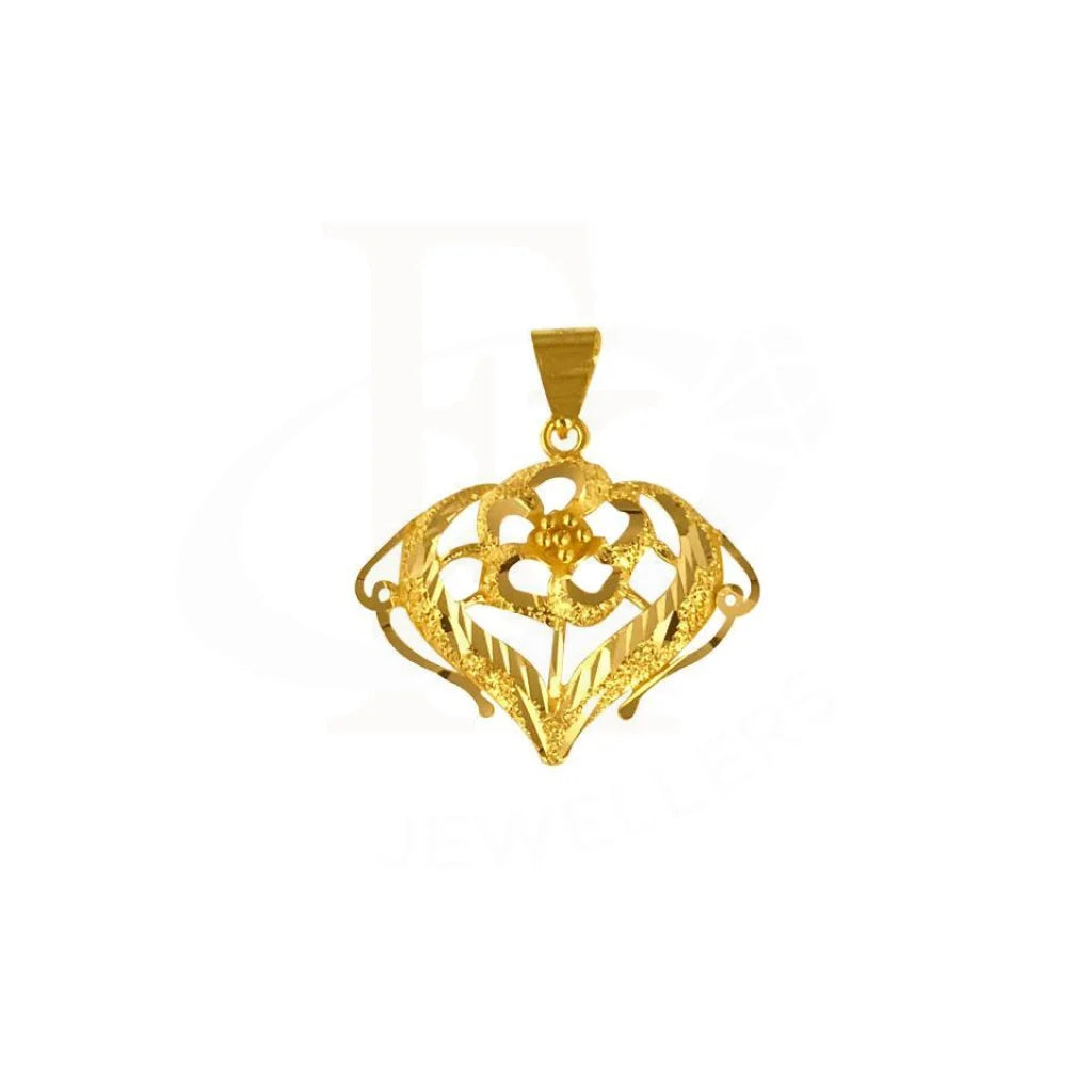 Gold Flower Heart Pendant 22Kt - Fkjpnd1671 Pendants