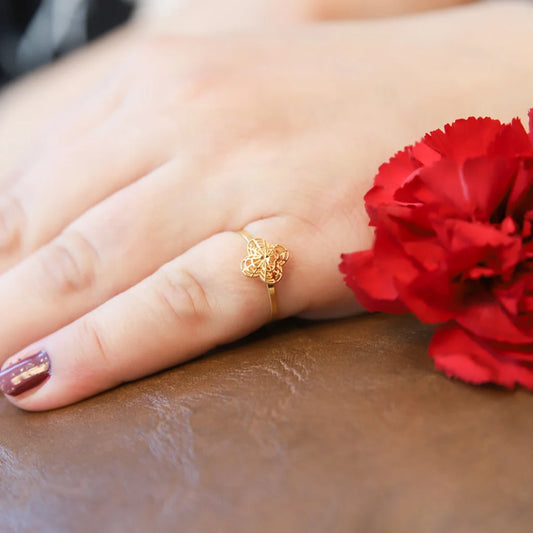 Gold Flower Ring 21Kt - Fkjrn21Km8114 Rings