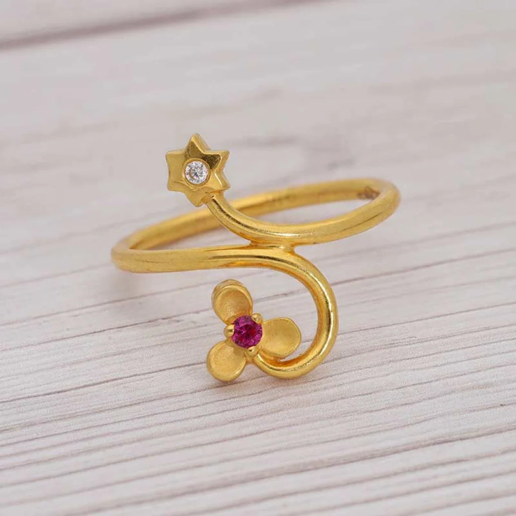 Gold Flower Ring 22Kt - Fkjrn22K3175 Rings