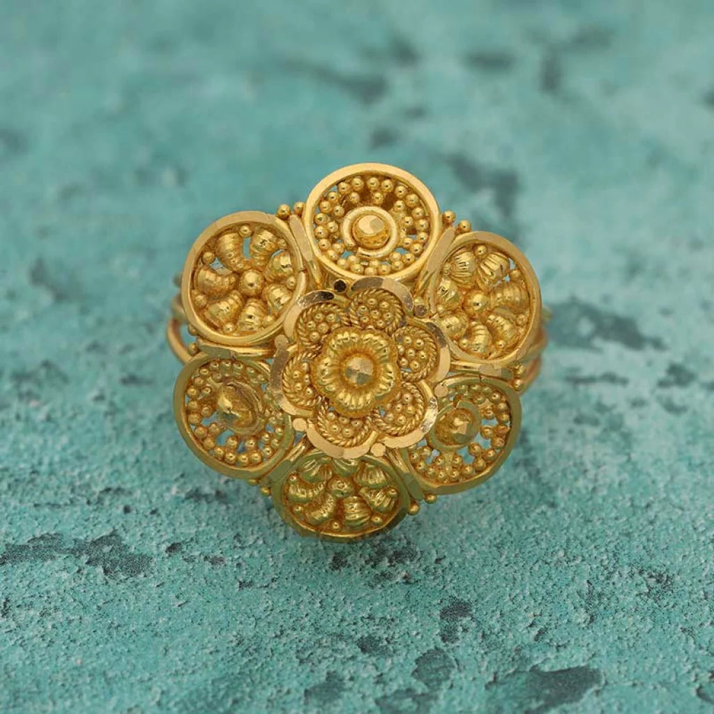 Gold Flower Ring 22Kt - Fkjrn22K3208 Rings