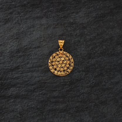 Gold Flower Round Pendant 21Kt - Fkjpnd21Km8378 Pendants