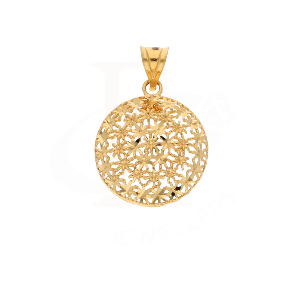 Gold Flower Round Pendant 21Kt - Fkjpnd21Km8378 Pendants