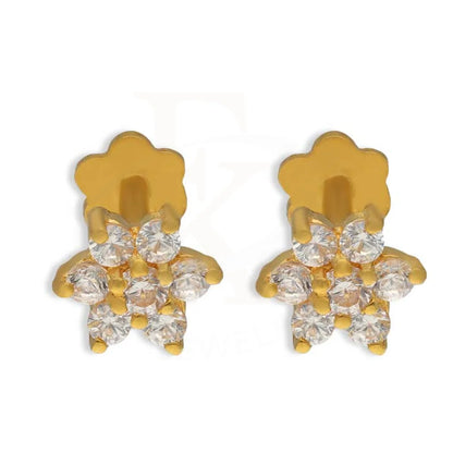 Gold Flower Stud Earrings 18Kt - Fkjern18K3092