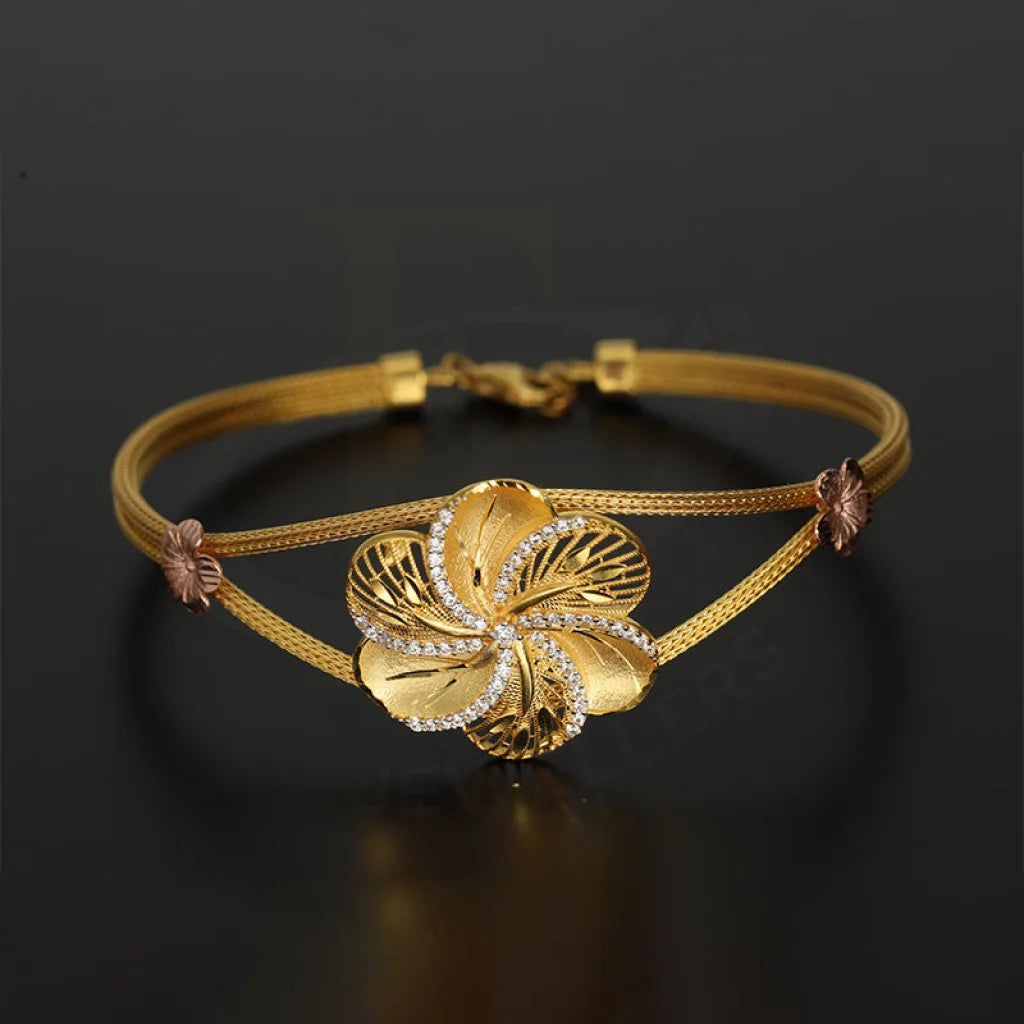 Gold Flower Shaped Bracelet 22Kt - Fkjbrl22K5039 Bracelets