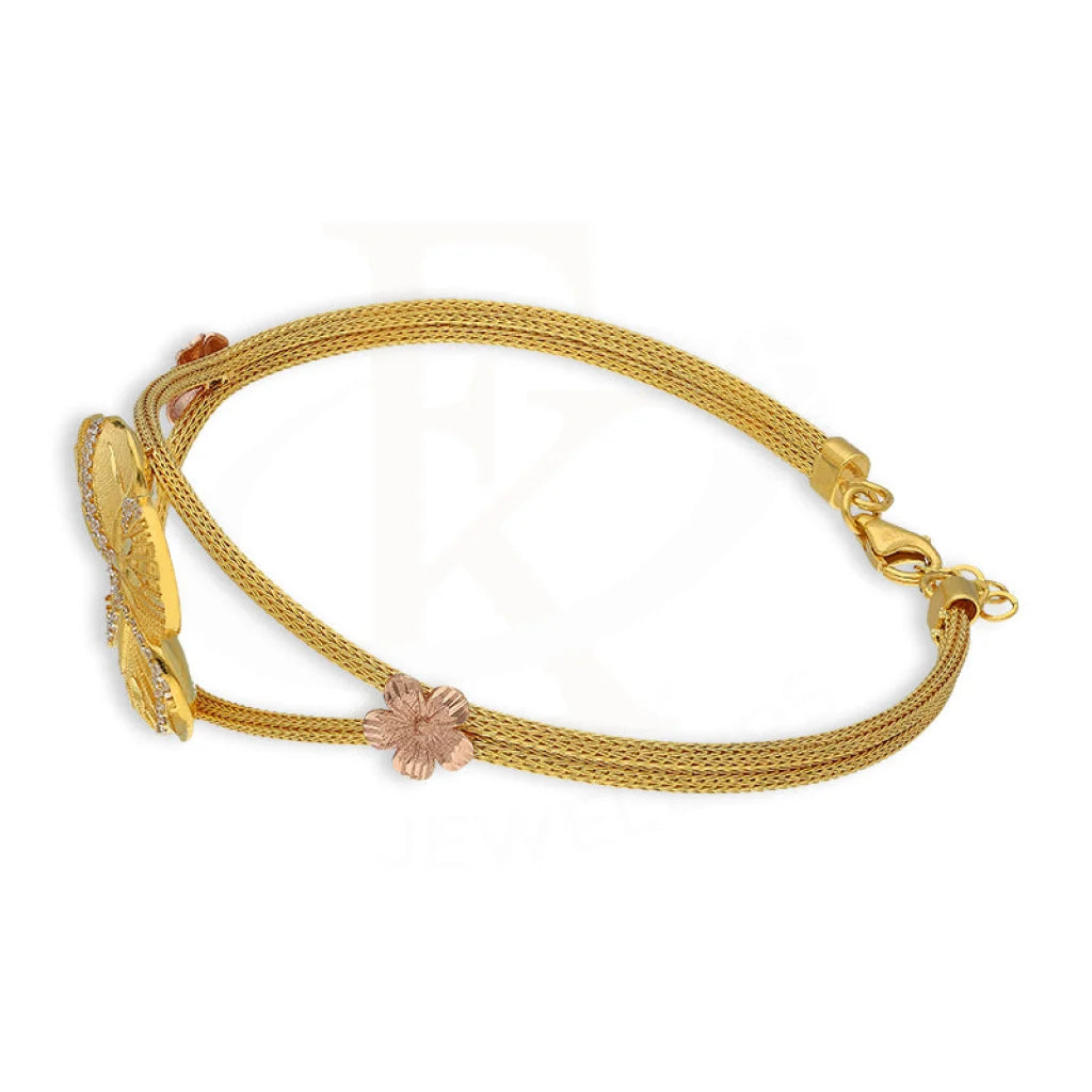 Gold Flower Shaped Bracelet 22Kt - Fkjbrl22K5039 Bracelets